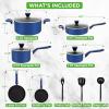 imageNutriChef 14Piece NonStick Ceramic Cookware Set  Induction Safe Pots and Pans with Glass Lids CoolTouch Handles Even Heat Distribution Dishwasher Safe Includes Ladle Tong Spatula BlackBlue