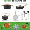 imageNutriChef 14Piece NonStick Ceramic Cookware Set  Induction Safe Pots and Pans with Glass Lids CoolTouch Handles Even Heat Distribution Dishwasher Safe Includes Ladle Tong Spatula BlackBlack
