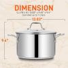 imageNutriChef 19Quart Stainless Steel Stockpot  188 Food Grade HeavyDuty InductionCompatible Pot with SeeThrough Lid Ideal for Stews Broths Simmering ampamp Soups Dishwasher Safe  NCSP208 Quarts