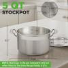 imageNutriChef 20 Quart HeavyDuty Stockpot with Stainless Lid  Large Pot for Induction Gas ampamp Electric Cooktops Perfect for Soups ampamp Stews5 Quarts
