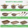 imageNutriChef 22Piece NonStick Ceramic Pots and Pans Set  For All Cooktops Including Induction  PTFE ampamp PFAS Free Includes Bakeware ampamp UtensilsMaroon Marble