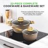 imageNutriChef 22Piece NonStick Ceramic Pots and Pans Set  For All Cooktops Including Induction  PTFE ampamp PFAS Free Includes Bakeware ampamp UtensilsMaroon Marble