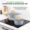 imageNutriChef 22Piece NonStick Ceramic Pots and Pans Set  For All Cooktops Including Induction  PTFE ampamp PFAS Free Includes Bakeware ampamp UtensilsMoon Grey Marble