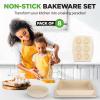 imageNutriChef 8Piece Stackable Bakeware Set  Carbon Steel NonStick Baking Pan Set Sheet Muffin Round Loaf Square Cake ampamp Deep Pans 450F Heat Resistant Standard ampamp Convection Ovens Marble CreamMarble Cream