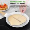 imageNutriChef 945 NonStick Crepe Pan with Wooden Spreader Durable Marble Coated Dosa Pan Bakelite Handle and Induction Bottom PFOAPFOS Free Dishwasher Safe Even Heat Distribution Black MarbleWhite
