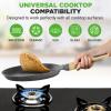 imageNutriChef 945 NonStick Crepe Pan with Wooden Spreader Durable Marble Coated Dosa Pan Bakelite Handle and Induction Bottom PFOAPFOS Free Dishwasher Safe Even Heat Distribution Black MarbleBlack