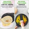 imageNutriChef 945 NonStick Crepe Pan with Wooden Spreader Durable Marble Coated Dosa Pan Bakelite Handle and Induction Bottom PFOAPFOS Free Dishwasher Safe Even Heat Distribution Black MarbleBlack