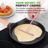 imageNutriChef 945 NonStick Crepe Pan with Wooden Spreader Durable Marble Coated Dosa Pan Bakelite Handle and Induction Bottom PFOAPFOS Free Dishwasher Safe Even Heat Distribution Black MarbleBlack