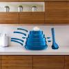 imageNutriChef Space Saver 17Piece Nonstick Cookware Set  Brown Pots and Pans with Stackable Design Foldable Handles Induction ReadyBlue