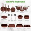 imageNutrichef 20 Piece Professional Home Kitchen Cookware and Bakeware Pots and Pans Set Non Stick Kitchenware CoolTouch Handles Non Toxic Safe for Gas Electric Induction Cooktops Easy CleanBrown