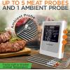 imageNutrichef Wireless Meat Thermometer with 2 Stainless Steel Probes Bluetooth and WiFi Smartphone App for Monitoring Food Temp and Remote Alerts Digital Display for Grilling and BBQ Smoking