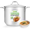 imageNutriChef 19Quart Stainless Steel Stockpot  188 Food Grade HeavyDuty InductionCompatible Pot with SeeThrough Lid Ideal for Stews Broths Simmering ampamp Soups Dishwasher Safe  NCSP2012 Quarts