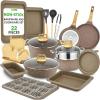 imageNutriChef 22Piece NonStick Ceramic Pots and Pans Set  For All Cooktops Including Induction  PTFE ampamp PFAS Free Includes Bakeware ampamp UtensilsMaroon Marble