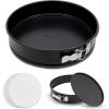 imageNutriChef 3Piece Nonstick Springform Pan Set  Premium Carbon Steel Cheesecake Pans with Stainless Steel Clasp  6quot 8quot 10quot Sizes Oven Safe up to 450F  Includes 300pcs Parchment Paper BlackSingle