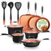 imageNutrichef 54Piece Marble NonStick Cookware and Bakeware Set Professional Home Kitchen Collection with MultiSized Pots Pans and HeatResistant ToolsCopper