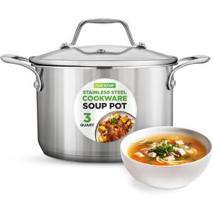 imageNutriChef 19Quart Stainless Steel Stockpot  188 Food Grade HeavyDuty InductionCompatible Pot with SeeThrough Lid Ideal for Stews Broths Simmering ampamp Soups Dishwasher Safe  NCSP203 Quarts