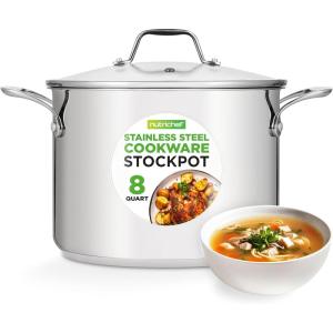 imageNutriChef 19Quart Stainless Steel Stockpot  188 Food Grade HeavyDuty InductionCompatible Pot with SeeThrough Lid Ideal for Stews Broths Simmering ampamp Soups Dishwasher Safe  NCSP208 Quarts