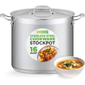 imageNutriChef 20 Quart HeavyDuty Stockpot with Stainless Lid  Large Pot for Induction Gas ampamp Electric Cooktops Perfect for Soups ampamp Stews16 Quarts