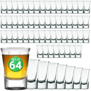 imageNutriChef 8Pack Clear Shot Glasses  Heavy Stable Base with Thick Glass  For Hot ampamp Cold Drinks Whiskey Vodka Tequila Cordial Spirits Liquors ampamp Espressos  Small Bulk 1 Ounce Shotglass64 Piece