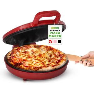 imageNutriChef Countertop Pizza Maker  1500W NonStick Electric Pizza Cooker  Make 12quot Personal Pizzas Eggs Toast ampamp More  CoolTouch Handles Compact ampamp SpaceSaving  Temp Range 175400F  Red