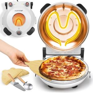 imageNutriChef Electric Pizza Oven  1200W Countertop Pizza Maker with Temperature Control ampamp Thermometer  Viewing Window for Precise Cooking  Heats up to 800F  Easy to Clean NonStick Coating  WhiteWhite
