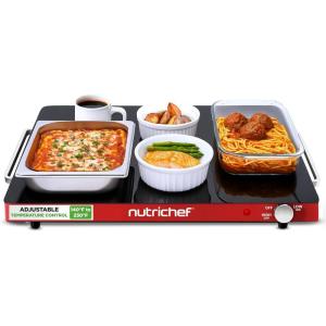 imageNutriChef Electric Warming Tray  Glass Surface Hot Serving Tray  Adjustable Temperature 140F to 230F  Energy Efficient ampamp Space Saving  Perfect for BuffetsParties ampamp More  212 x 165 IN  RedRed