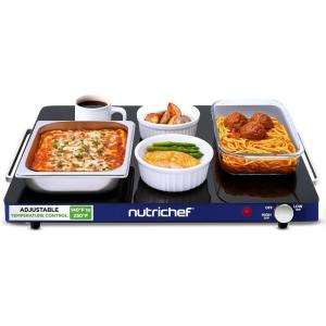 imageNutriChef Electric Warming Tray  Glass Surface Hot Serving Tray  Adjustable Temperature 140F to 230F  Energy Efficient ampamp Space Saving  Perfect for BuffetsParties ampamp More  212 x 165 IN  RedBlue