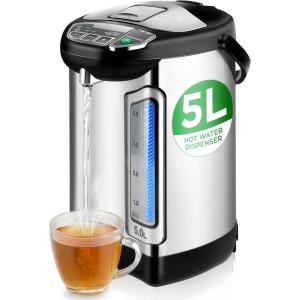 imageNutriChef Water Boiler and Hot Water Dispenser 13L Electric Beverage Dispenser with Safety Lock Lid NonDrip Tap Warm Function Food Grade Stainless Steel Home and Commercial Use 20x11x11 in53 Quarts