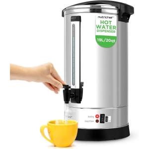 imageNutriChef Water Boiler and Hot Water Dispenser 13L Electric Beverage Dispenser with Safety Lock Lid NonDrip Tap Warm Function Food Grade Stainless Steel Home and Commercial Use 20x11x11 in201 Quarts