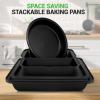 imageNutriChef 10Piece Oven Baking Pans Set  Deluxe Carbon Steel Bakeware Set with Nonstick Gray Coating Inside and Out Dishwasher Safe ampamp PFOA PFOS PTFE FreeBlack
