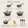 imageNutriChef 11Piece Kitchen Cookware Set NonStick Pots and Pans EasytoClean Kitchen Utensils Set with Ceramic Coating for Home Cooking Induction Safe Diamond PatternCoffee