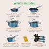 imageNutriChef 11Piece Kitchen Cookware Set NonStick Pots and Pans EasytoClean Kitchen Utensils Set with Ceramic Coating for Home Cooking Induction Safe Diamond PatternBlue