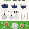imageNutriChef 11Piece Nonstick Kitchen Cookware Set  PTFEPFOAPFOSFree Heat Resistant Ceramic Kitchen Ware Pots Pan Set wLines Pattern  Saucepot Pans Cooking Pot Oven Pot Lid UtensilBlue