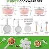 imageNutriChef 11Piece Nonstick Kitchen Cookware Set  PTFEPFOAPFOSFree Heat Resistant Ceramic Kitchen Ware Pots Pan Set wLines Pattern  Saucepot Pans Cooking Pot Oven Pot Lid UtensilPink