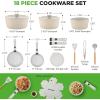 imageNutriChef 11Piece Nonstick Kitchen Cookware Set  PTFEPFOAPFOSFree Heat Resistant Ceramic Kitchen Ware Pots Pan Set wLines Pattern  Saucepot Pans Cooking Pot Oven Pot Lid UtensilCream