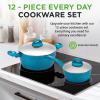 imageNutriChef 12Pc Blue Nonstick Cookware Set  Professional Pots ampamp Pans with Durable Coating All Cooktops Compatible Including InductionGreen
