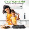 imageNutriChef 12cup Blue Oven Muffin Pan NonStick Coated Layer Surface Even Heating Muffin Tray for Muffins Cupcakes Pastries ampamp Mini Pies Used for Model Number NCBK6TRnonstick muffin pan  black