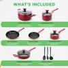 imageNutriChef 13 Pcs Nonstick Kitchen Cookware PFOAPFOSFree Heat Resistant Kitchenware Set wSaucepan Frying Pans Cooking Pots Casserole Lids ampamp Utensils Brown NCCWA13BRRed