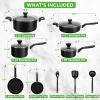 imageNutriChef 13 Pcs Nonstick Kitchen Cookware PFOAPFOSFree Heat Resistant Kitchenware Set wSaucepan Frying Pans Cooking Pots Casserole Lids ampamp Utensils Brown NCCWA13BRBlack