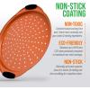imageNutriChef 13Inch NonStick Pizza Tray  with Silicone Handle Round Steel Nonstick Pan with Perforated Holes Premium Bakeware Pizza Tray with Extended Handles Dishwasher Safe  Champagne GoldCopper