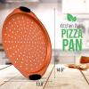 imageNutriChef 13Inch NonStick Pizza Tray  with Silicone Handle Round Steel Nonstick Pan with Perforated Holes Premium Bakeware Pizza Tray with Extended Handles Dishwasher Safe  Champagne GoldCopper