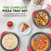 imageNutriChef 13Inch Nonstick Pizza Tray  Round Carbon Steel NonStick Pizza Pan with Perforated Holes Premium Bakeware Pizza Screen with Silicone Grip Handles Dishwasher Safe  NCBPIZ13 Pack