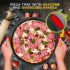 imageNutriChef 13Inch Nonstick Pizza Tray  Round Carbon Steel NonStick Pizza Pan with Perforated Holes Premium Bakeware Pizza Screen with Silicone Grip Handles Dishwasher Safe  NCBPIZ14 Pack
