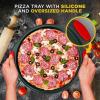 imageNutriChef 13Inch Nonstick Pizza Tray  Round Carbon Steel NonStick Pizza Pan with Perforated Holes Premium Bakeware Pizza Screen with Silicone Grip Handles Dishwasher Safe  NCBPIZ120 Pack
