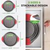 imageNutriChef 13Inch Nonstick Pizza Tray  Round Carbon Steel NonStick Pizza Pan with Perforated Holes Premium Bakeware Pizza Screen with Silicone Grip Handles Dishwasher Safe  NCBPIZ13 Pack