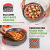 imageNutriChef 13Inch Nonstick Pizza Tray  Round Carbon Steel NonStick Pizza Pan with Perforated Holes Premium Bakeware Pizza Screen with Silicone Grip Handles Dishwasher Safe  NCBPIZ13 Pack