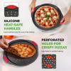imageNutriChef 13Inch Nonstick Pizza Tray  Round Carbon Steel NonStick Pizza Pan with Perforated Holes Premium Bakeware Pizza Screen with Silicone Grip Handles Dishwasher Safe  NCBPIZ12 Pack