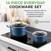 imageNutriChef 14Piece Pots and Pans Set Non Stick  Induction Cookware Set PFASFree Nonstick Cookware for All Cooktops Includes Kitchen UtensilsBlue