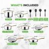 imageNutriChef 16Piece Premium Stainless Steel Cookware Set  TriPly Construction Induction Compatible Stylish Design with Golden Handles Includes Pots Ceramic Coated Fry Pans and UtensilsRoyal gold
