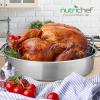 imageNutriChef 20quot Oval Roasting Pan with Rack and Lid  Premium Stainless Steel Roaster Dish w Wide Handles ampamp Removable Rack MultiUse Cookware for Turkey Chicken Stews ampamp More  Dishwasher Safe